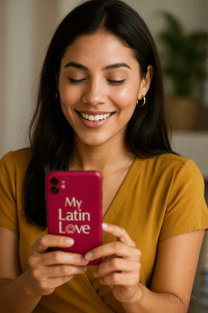 Smiling Latina profile preview using the My Latin Love app